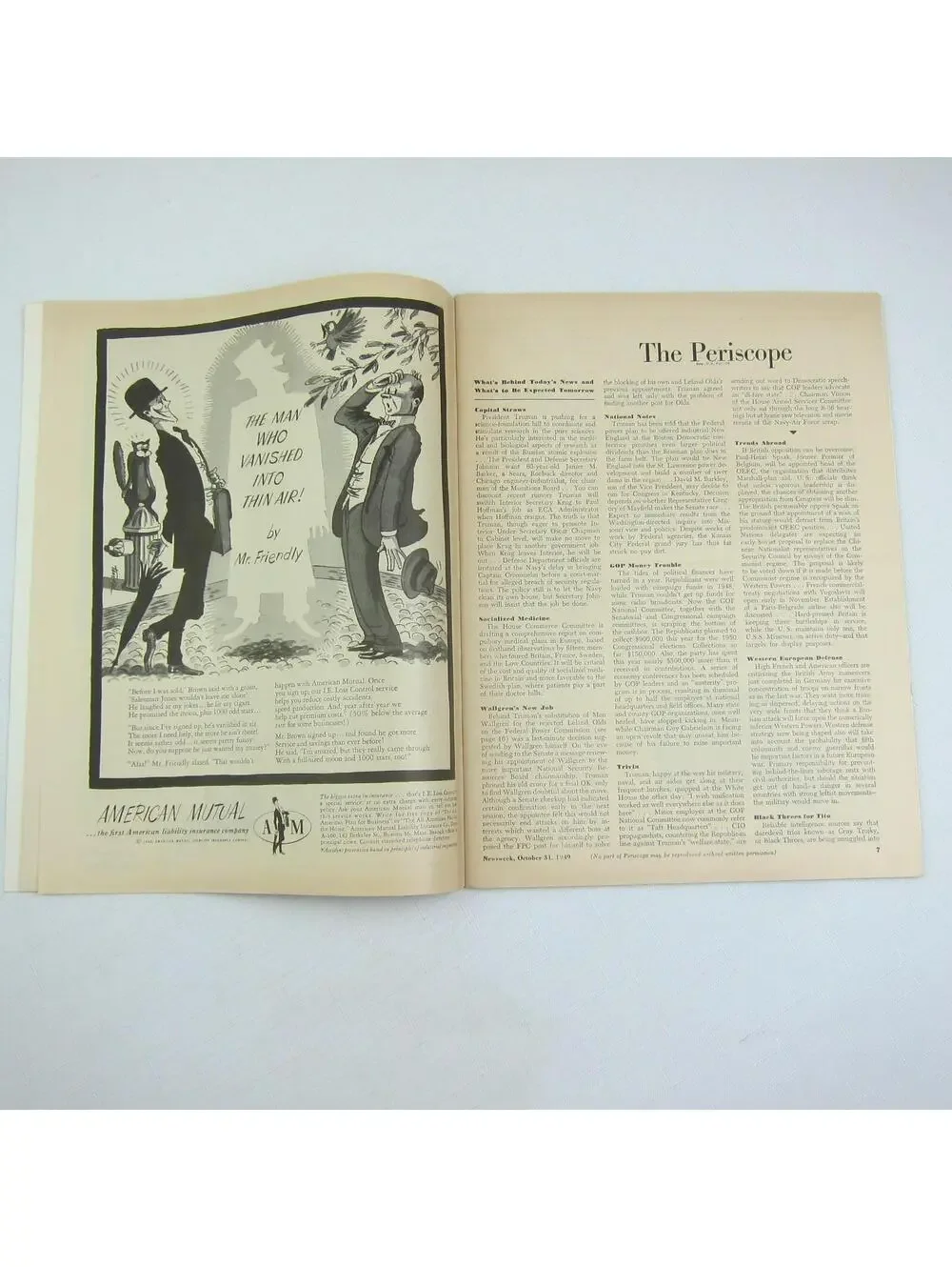 Vintage Prime Minister Clement Attlee UK Cover 1949 Newsweek Magazine October 31
